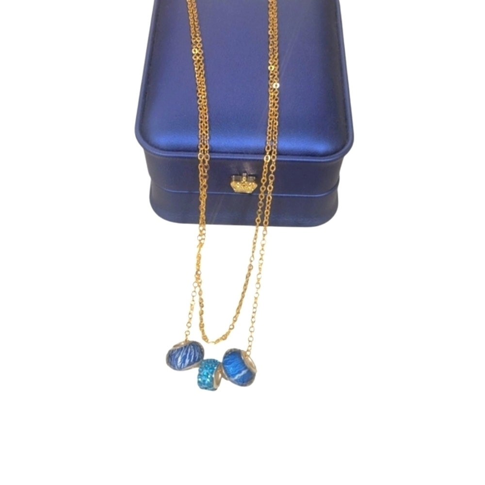 Gold and Blue Pendant Necklace